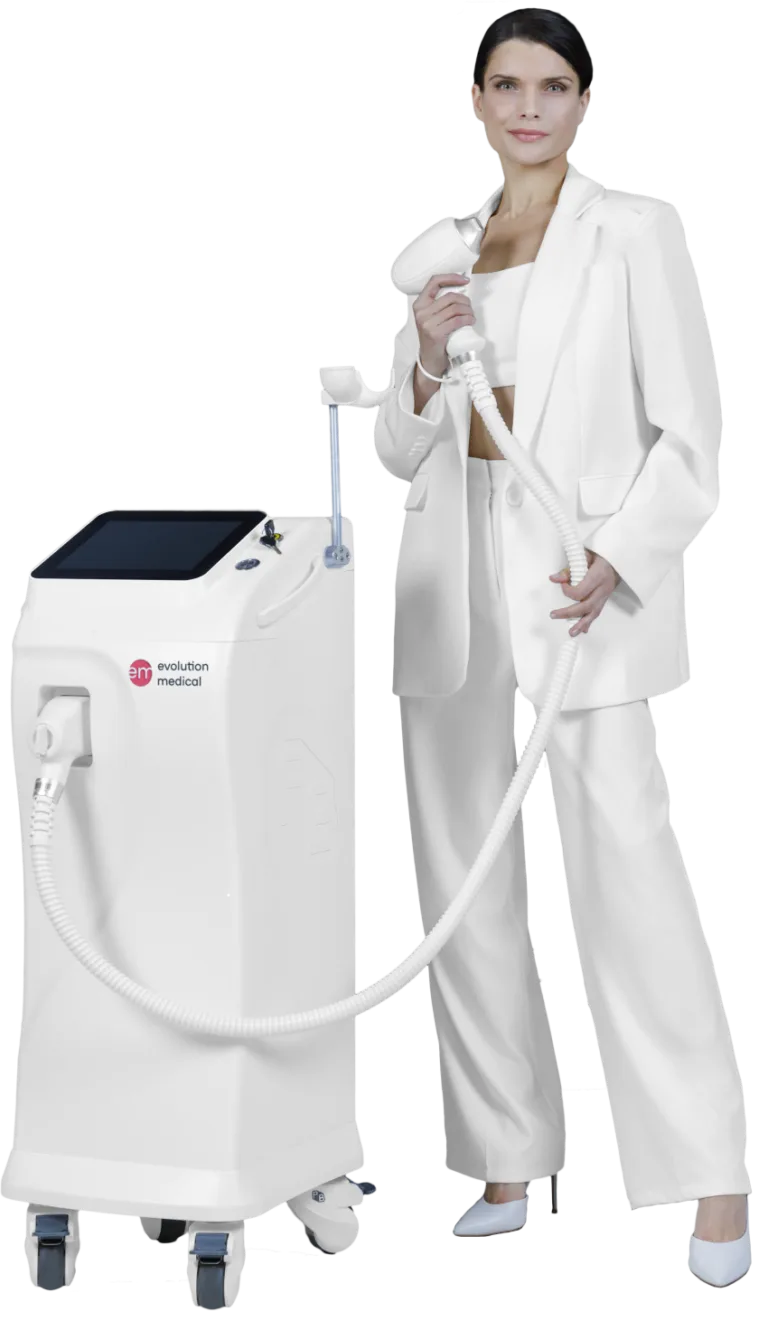 woman apply finance hair removal machine